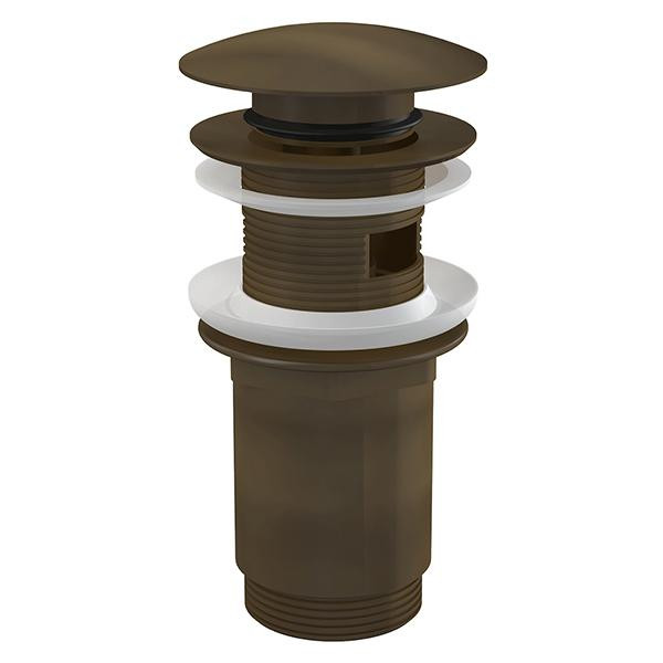 Ventil pentru lavoar cu preaplin, Alcadrain, cu click-clack si dop mare, bronz antic