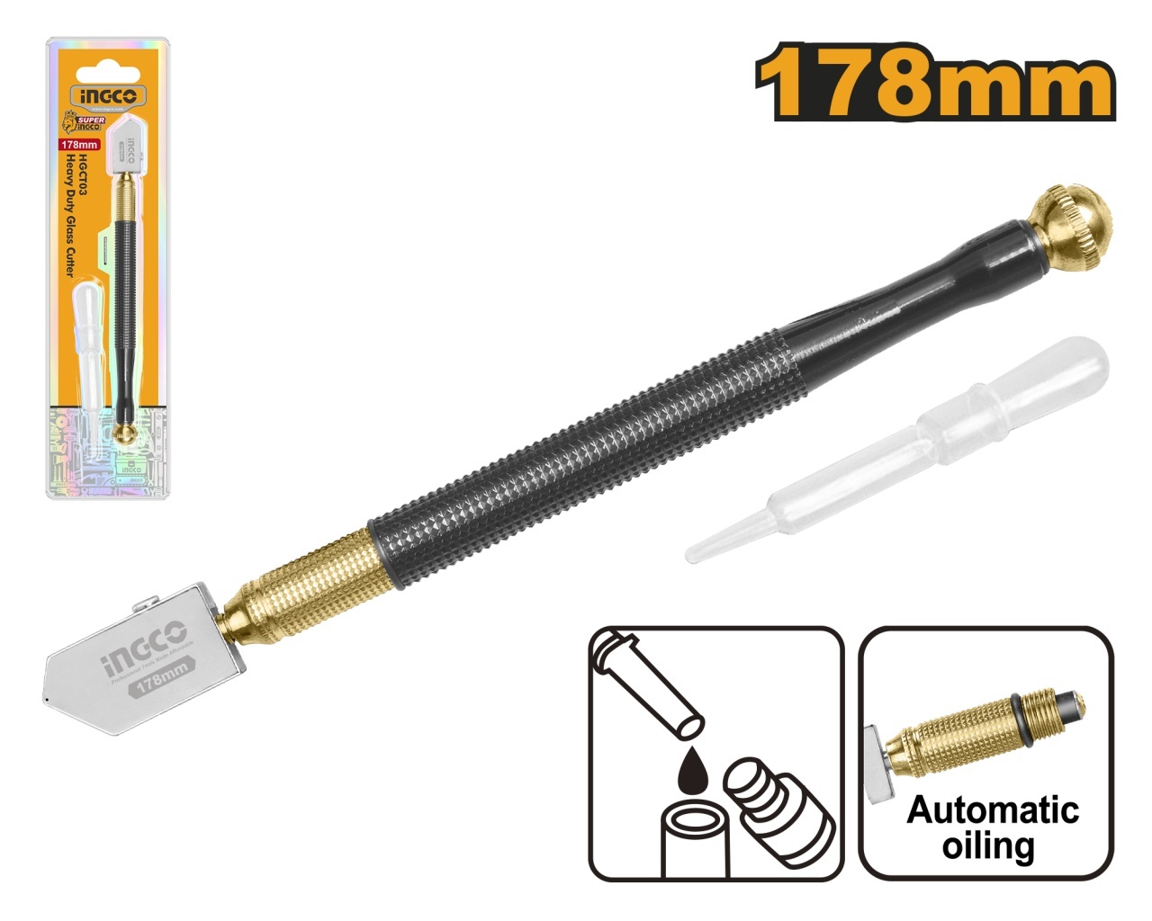 Diamant Sticla cu Maner Metal Sistem Ungere INGCO HGCT03
