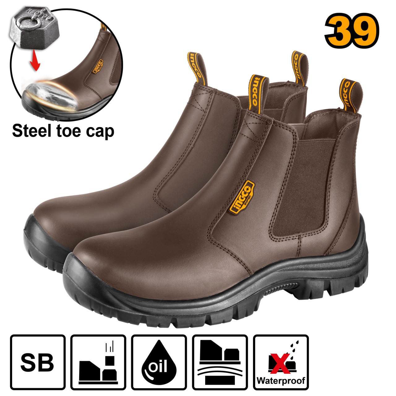 Ghete Protectie Maro cu Varf Metalic 41 INGCO SSH08SB.41