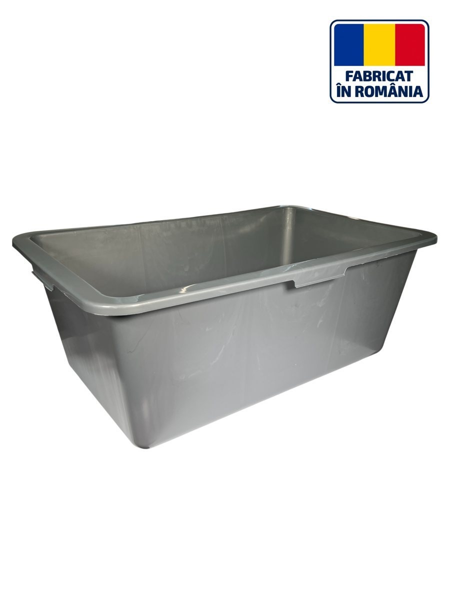 Vas dreptunghiular D002, 60 L, recipient din plastic pentru manipularea materialelor și activități în gospodărie sau construcții