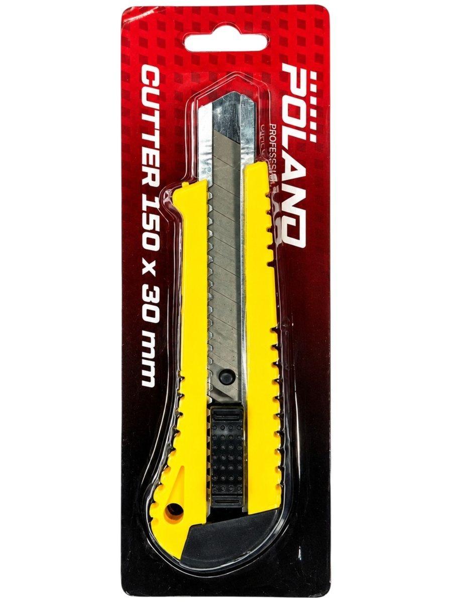 Cutter plastic POLAND P0097, model 223, unealtă pentru tăierea cartonului, foliei și ambalajelor, utilă la montaj, în atelier și gospodărie