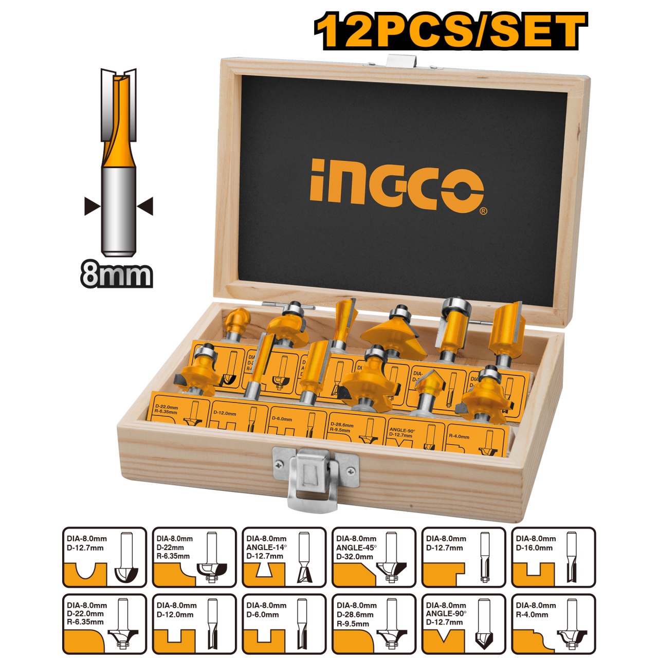 Oberfreza Set Accesorii 12buc INGCO AKRT1211