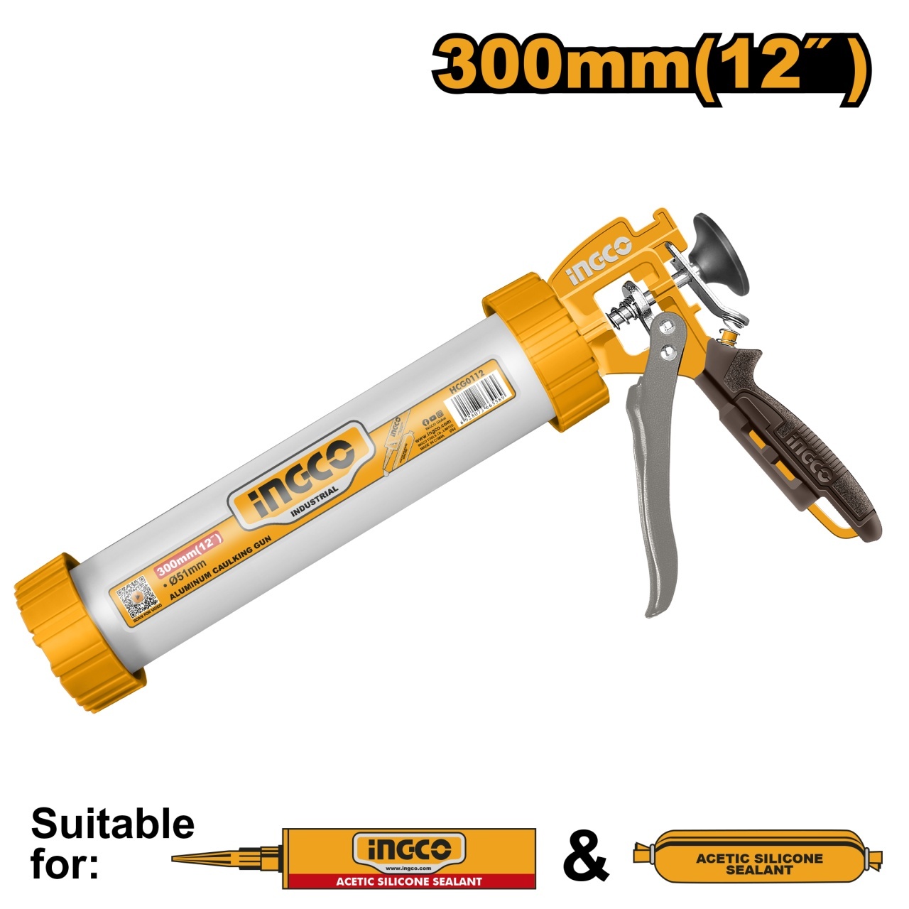 Pistol Silicon 12'' Aluminiu INGCO HCG0112