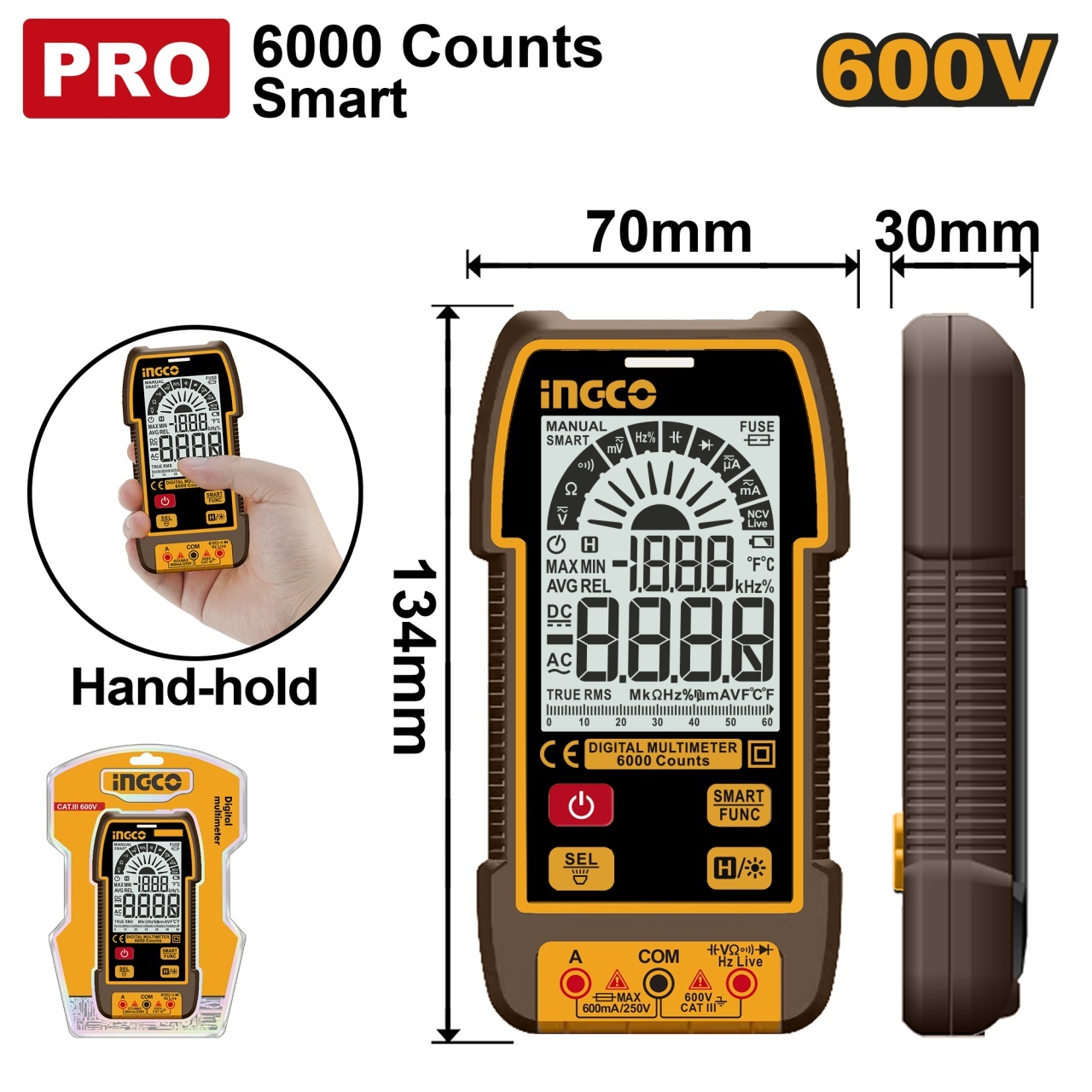 Multimetru Digital 600V Industrial 6000 Puncte INGCO DM16004