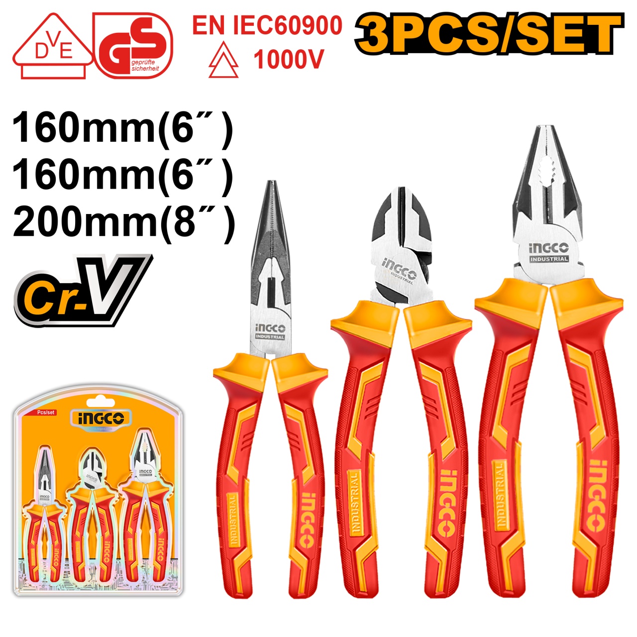 Patenti Maner Izolat Set 3buc INGCO HIKPS28318