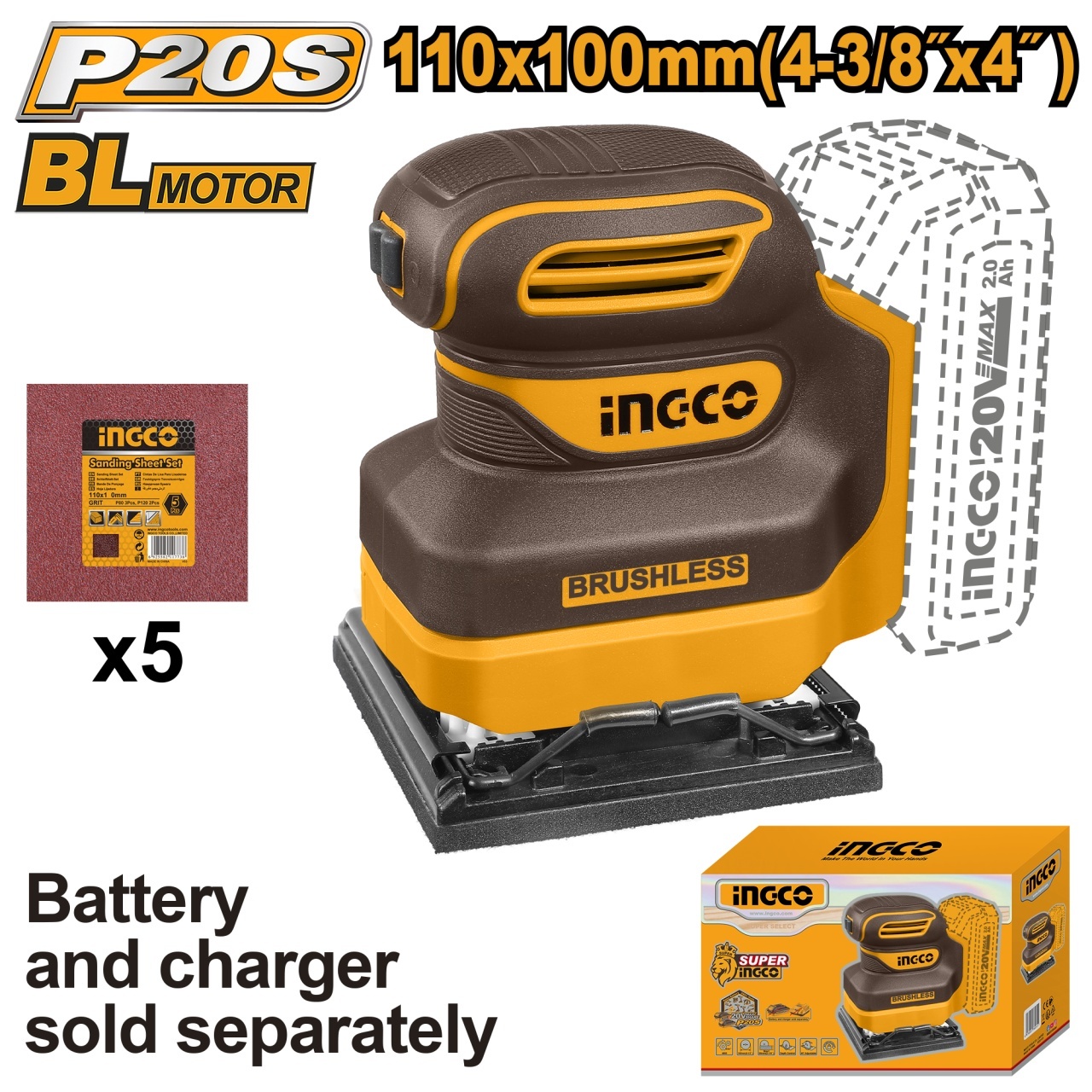 Slefuitor 20V BL 110x100mm