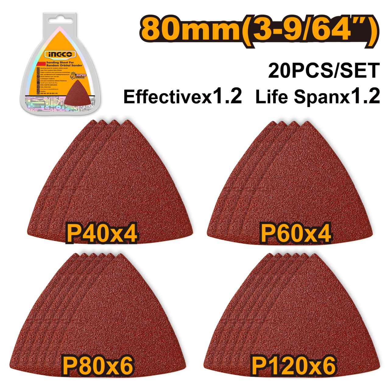 Smirghel pentru Unealta Multifunctionala Set 20buc INGCO AKTS080201