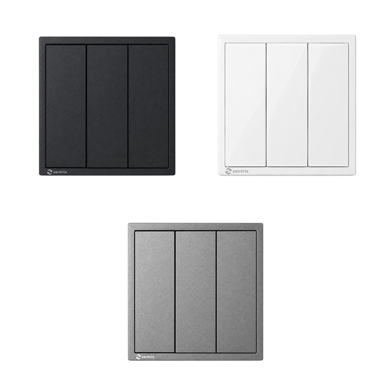 Intrerupator 3 clapete simplu 16A, 250V, 80 x 80 mm NEGRU