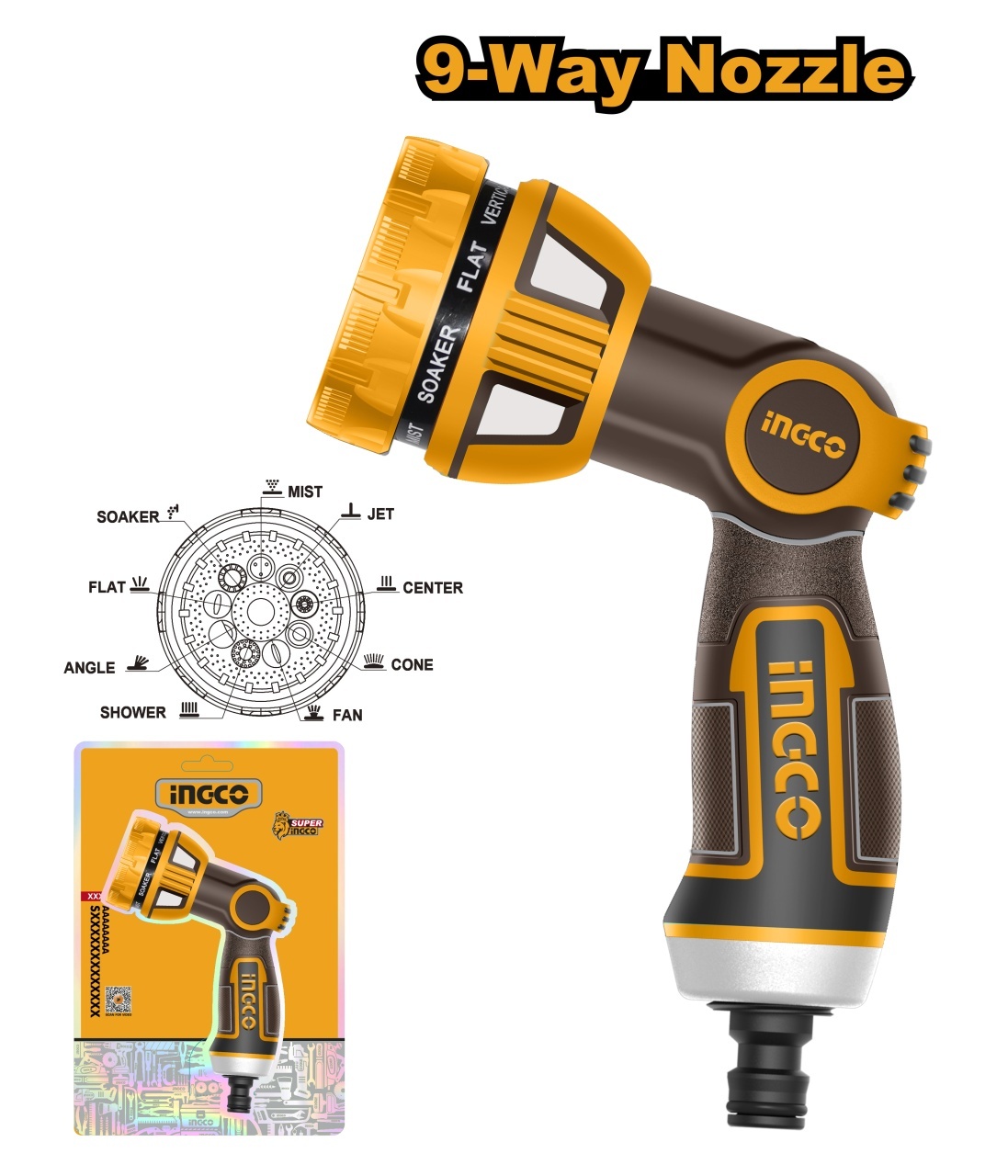 Pistol Pentru Stropit 9 Functii Industrial INGCO HWSG6091