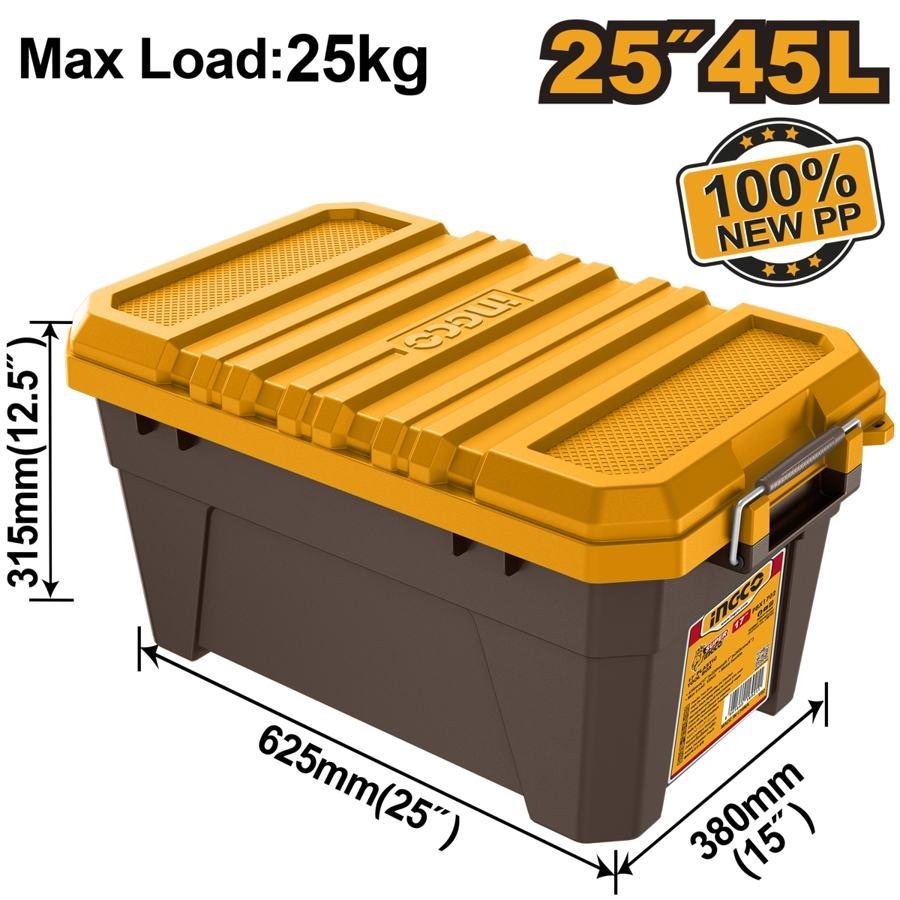 Cutie scule INGCO PBX2502, 45 L, recipient de depozitare pentru organizarea sculelor, pieselor și accesoriilor de lucru în atelier