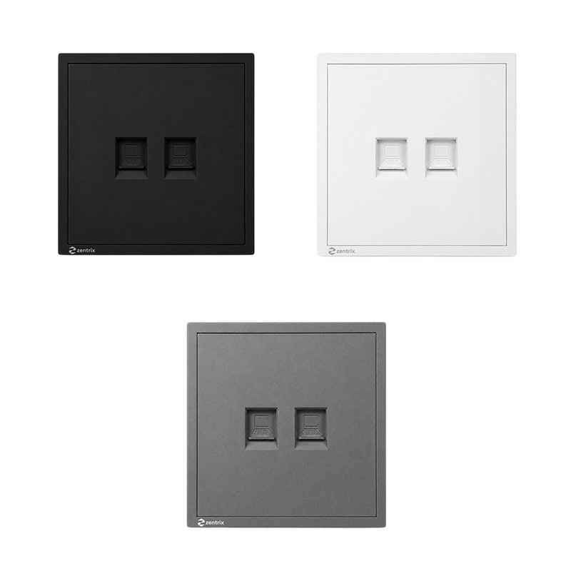 Priza dubla internet RJ45 CAT5e, 80 x 80 mm NEAGRA