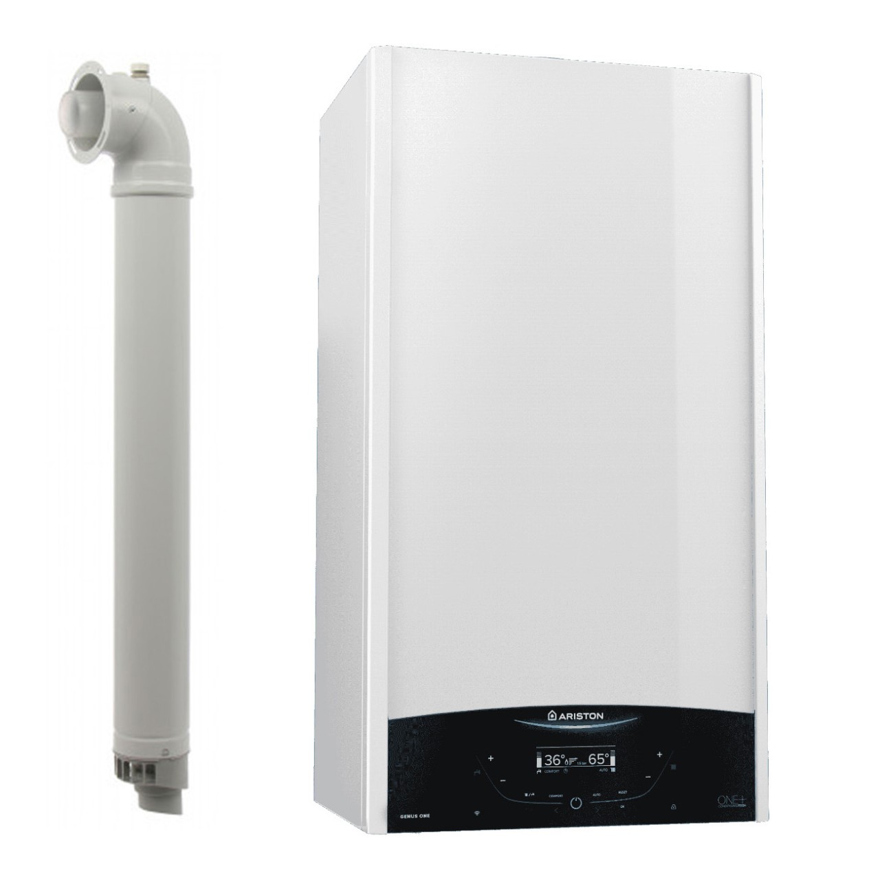 Centrala termica pe gaz/GPL in condensare Ariston Genus One+ 24 kW, Clasa A, Schimbator de caldura XtraTech, Ecran LCD tactil, Meniu in limba romana,