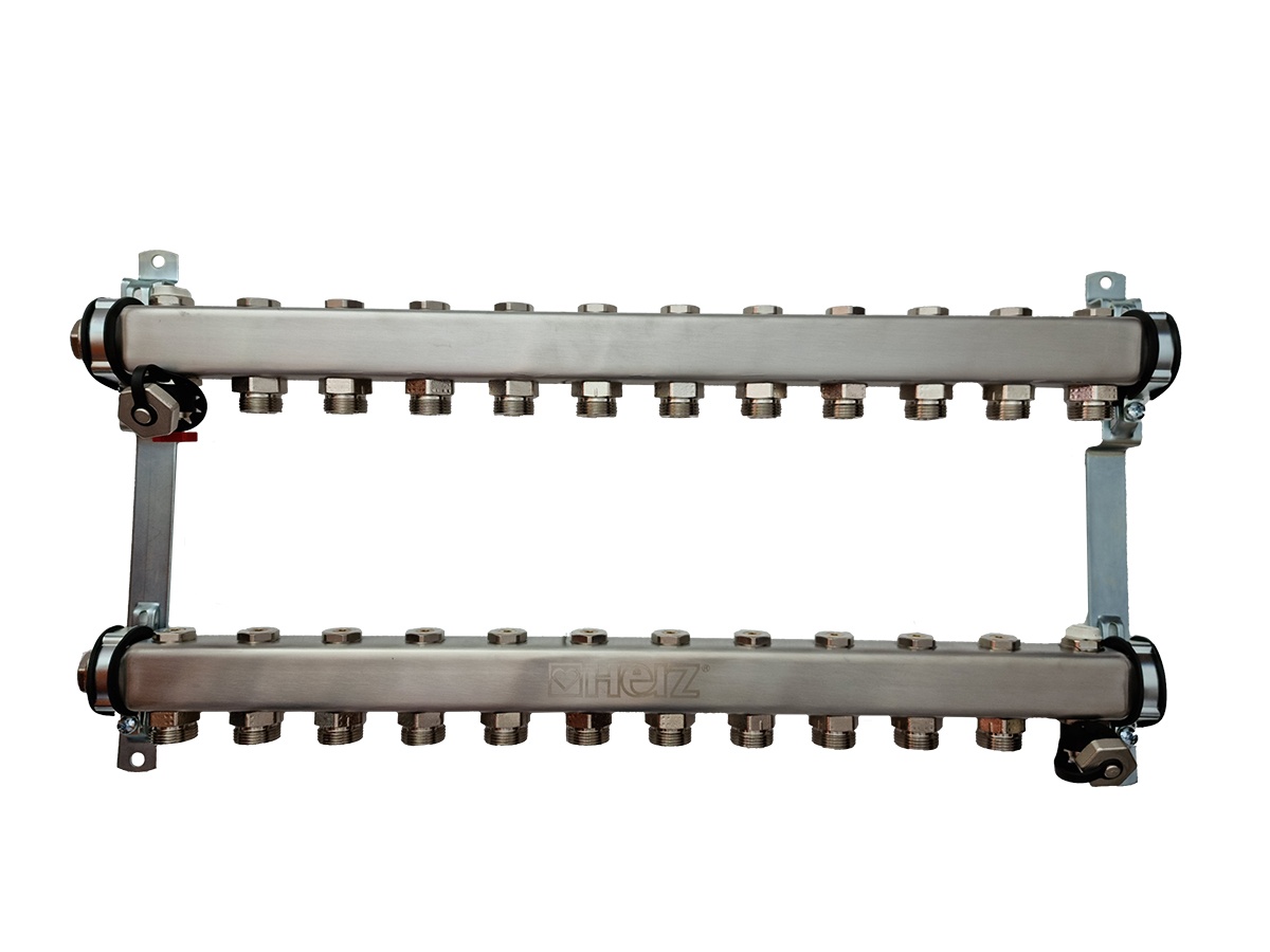 Distribuitor pentru corpuri de incalzire, 11 cai, HERZ, inox 1"