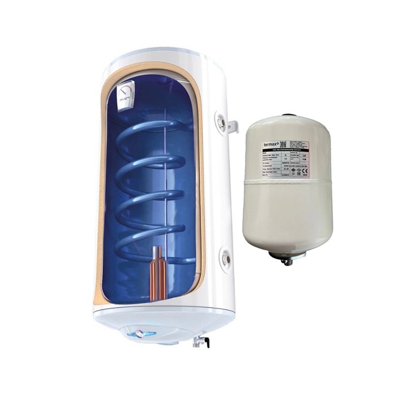 Pachet boiler termoelectric cu serpentina Tesy BiLight GCVS 804420 B11 TSR, 2000 W, 80 litri, serpentina pe partea dreapta, 0.8 Mpa, 18 mm si Vas