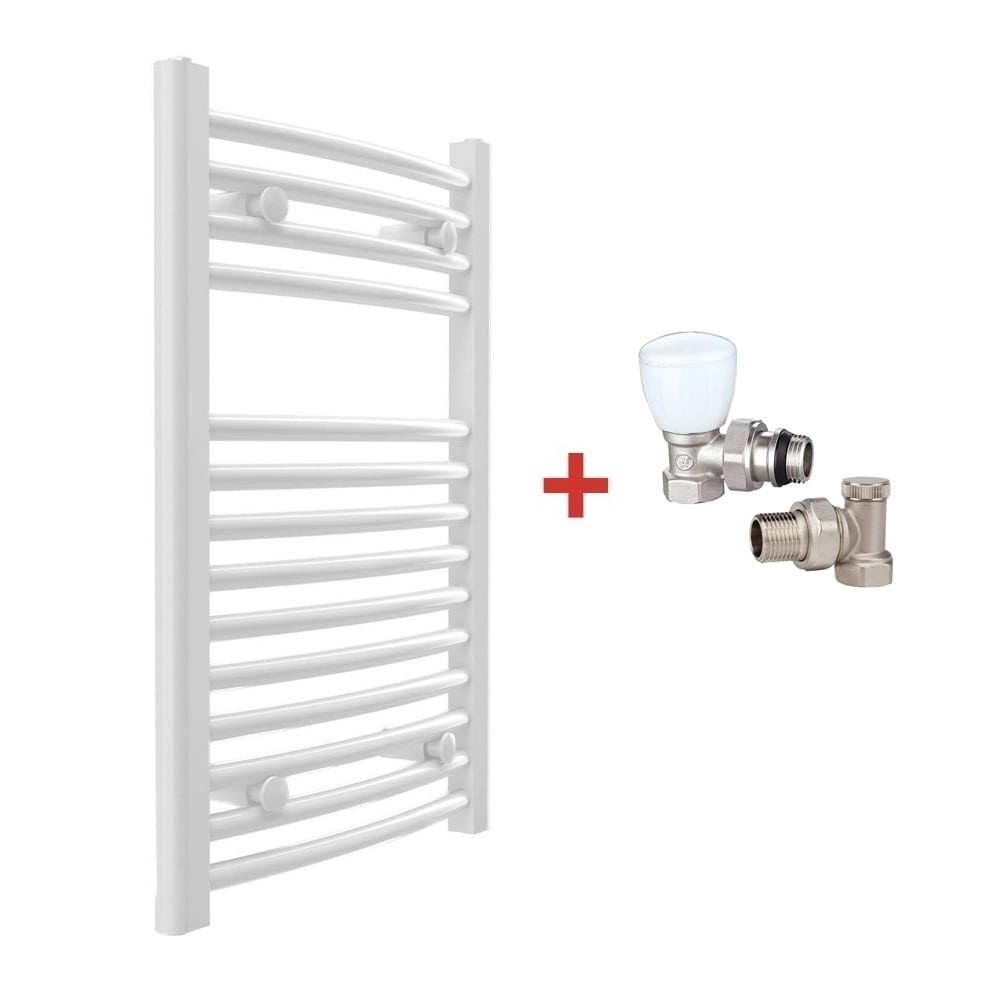 Pachet Calorifer (radiator) de baie TERMAX, tip scarita, din otel, curbat 500/1490 mm, 939 W, Robineti Tur/Retur KOPH 1/2"