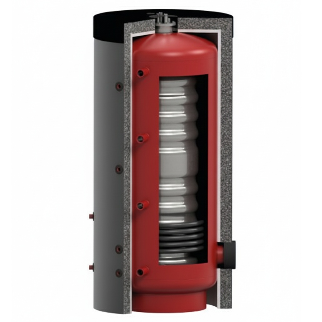 Puffer/Rezervor acumulare "tank-in-tank" KOPH VTA1 SOLAR PLUS cu o serpentina, 1000 litri / 200 litri, INOX, grosime tabla 3 mm, clasa energetica C