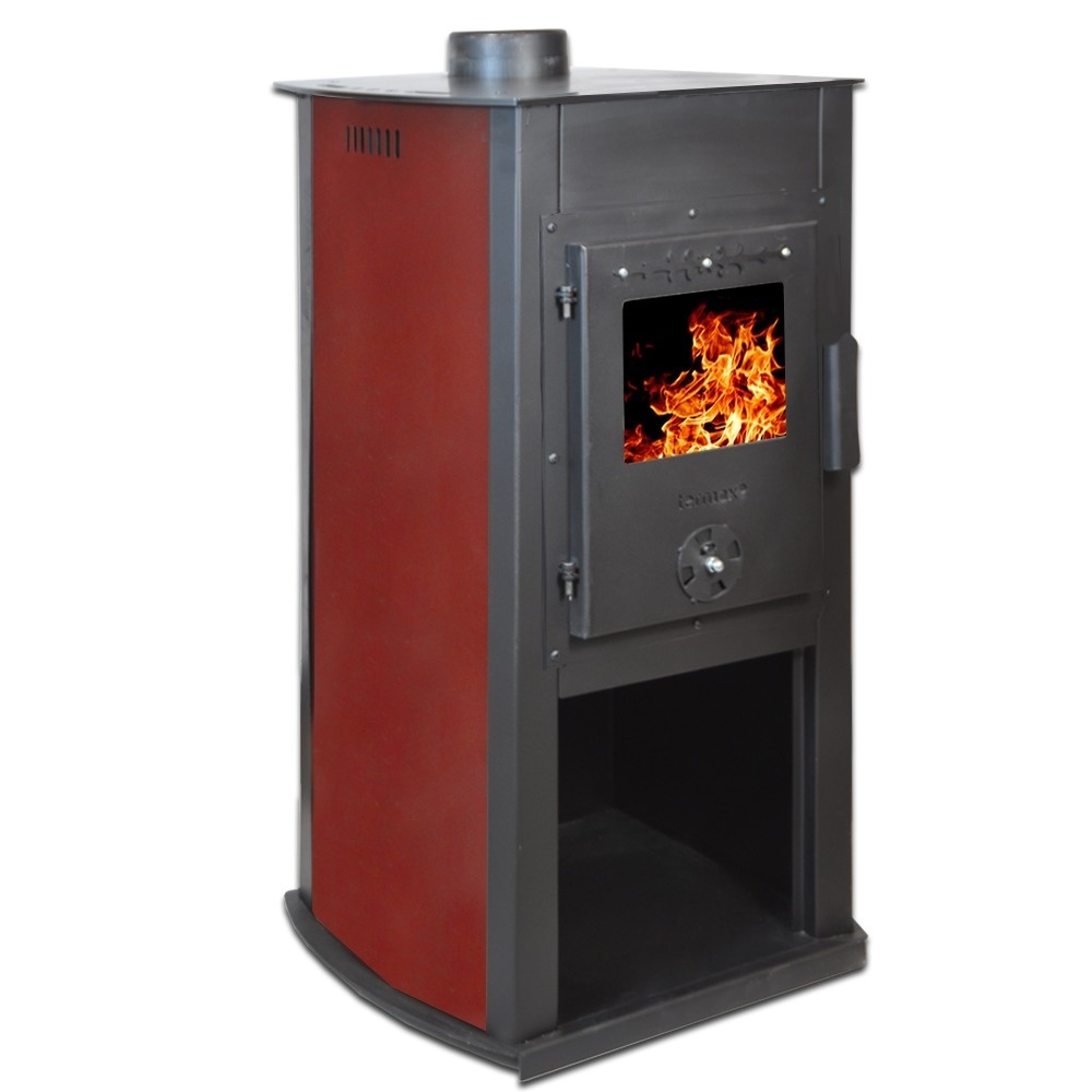 Soba pe lemn Termax Armonia, 8.45 kW, randament 80.36%, 55 m², spatiu depozitare lemne, Bordo