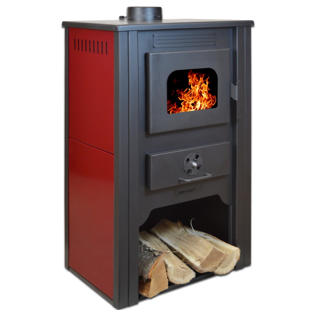 Termosemineu pe lemn Termax Alma, 11.52 kW, randament 85.59%, 75 m², Bordo