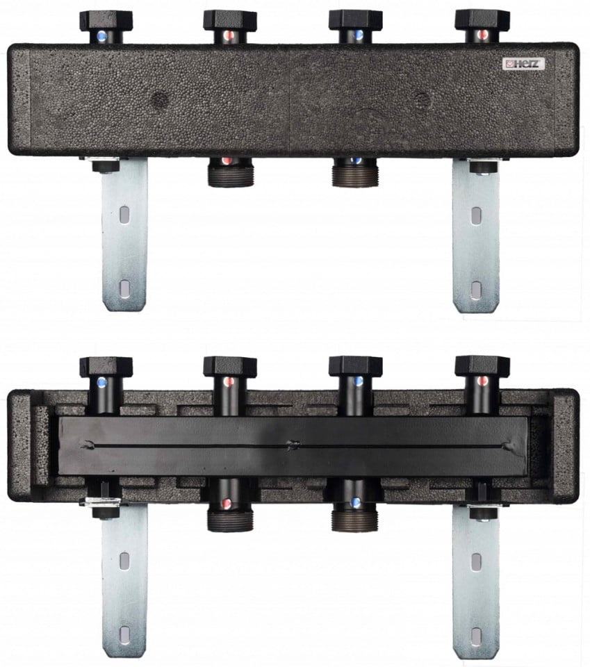 Distribuitor Herz Pumpfix Combi cu preselector hidraulic preizolat, 2 cai, DN25, 1451357