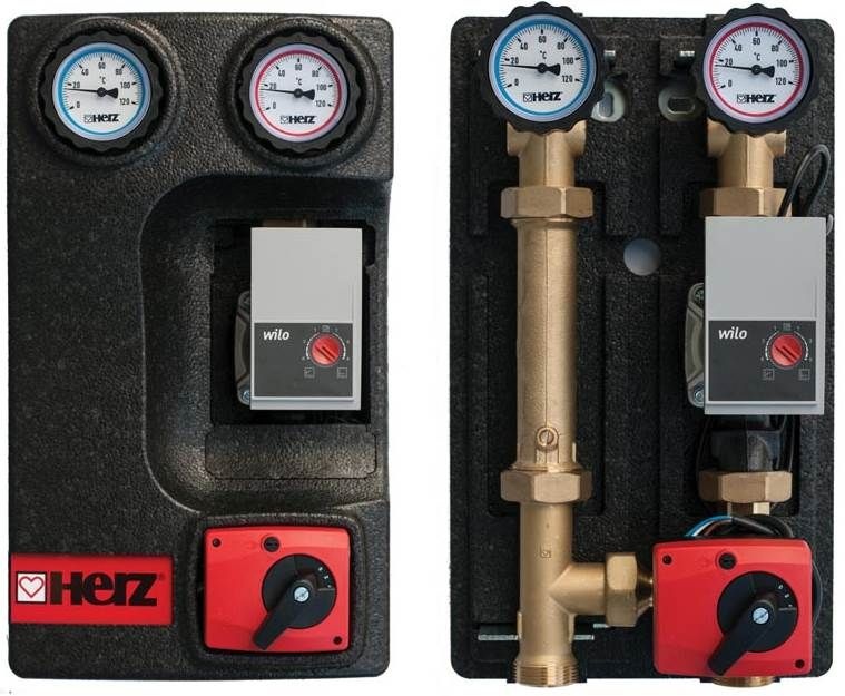 Grup de amestec Pumpfix Mix HERZ, DN 25, kvs 4 mc/h, cu pompa Wilo, 1451147/1451077