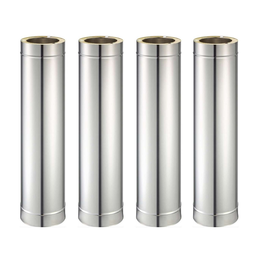 Pachet 4 bucati tub inox izolat pentru cos fum KOPH, cu perete dublu, lungime 1 m, diametru interior 180 mm