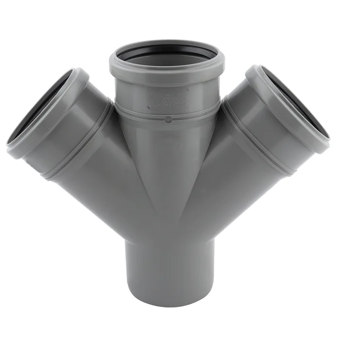 Ramificatie dubla polipropilena, pentru scurgere, Ø 110/50/50 mm, 45°