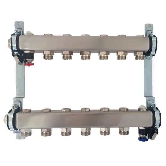 Distribuitor pentru corpuri de incalzire, 6 cai, HERZ, inox 1"