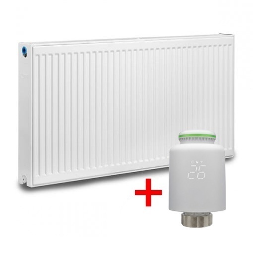 Pachet Calorifer (radiator) din otel KOPH, tip 22, 600/600 mm, 1332 W + Cap termostatic KOPH pentru radiatoare, M30 x 1.5, adaptabil, Smart Wi-Fi