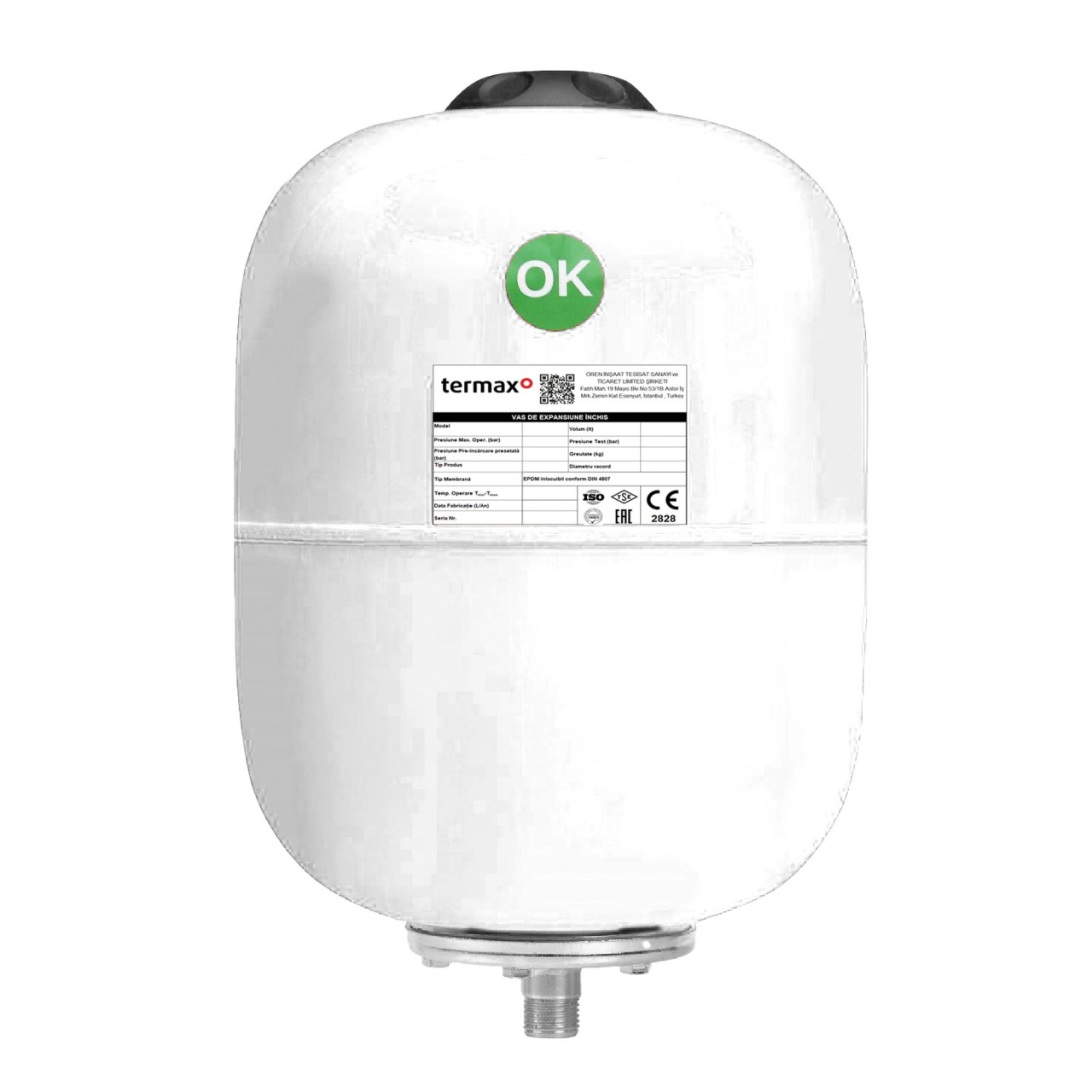 Vas expansiune 12 litri Termax pentru instalatii solare, Ø 215 mm, 1/2"