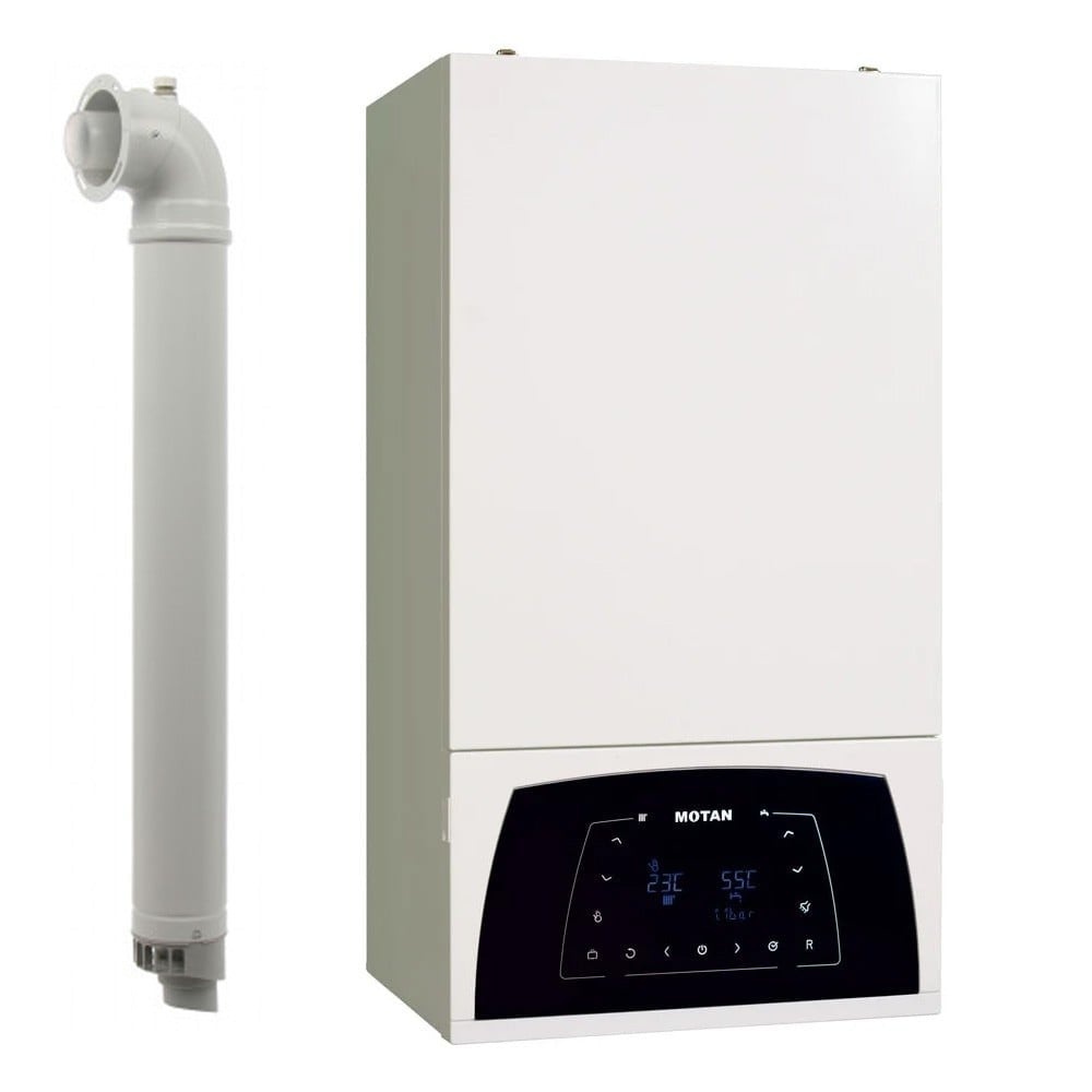 Centrala termica pe gaz in condensare Motan Condens Plus 100 C38GC35V1XP5, 32.8 kW incalzire/35 kW ACM + Extragarantie 2 ani + Kit de evacuare inclus