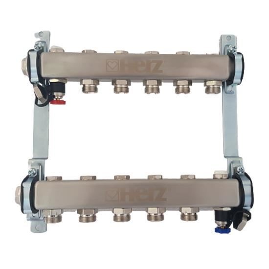 Distribuitor pentru corpuri de incalzire, 5 cai, HERZ, inox 1"