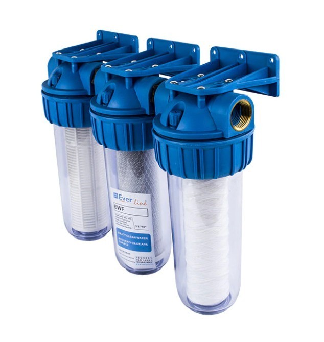 Filtre EVERLINE pentru apa si cartus bumbac 10", iesire 3/4", set 3 bucati