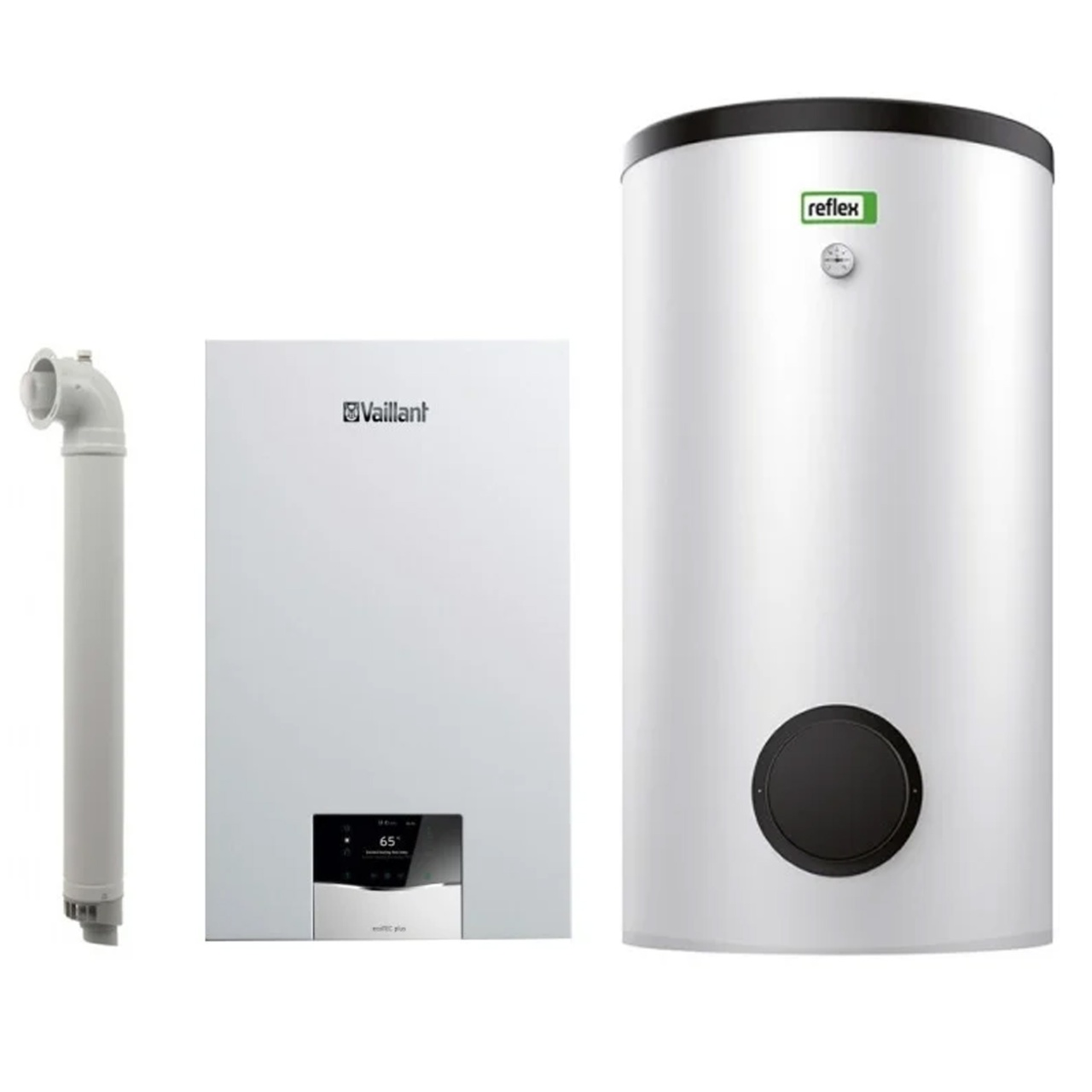 Pachet centrala termica pe gaz in condensare Vaillant ecoTEC plus VU 30CS/1-5, 29.9 kW, doar incalzire, Kit de evacuare inclus, Boiler indirect cu o