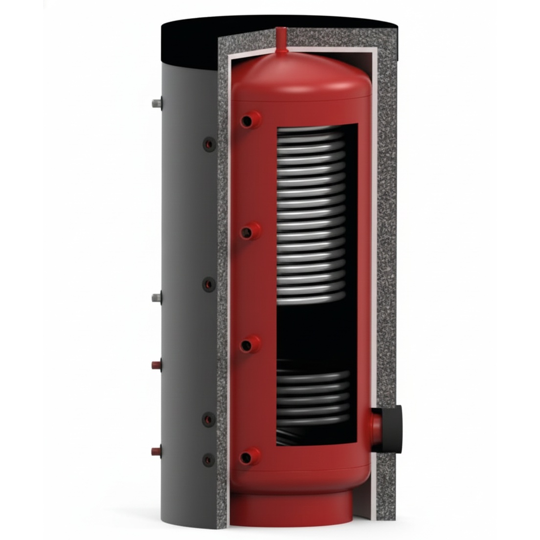 Puffer/Rezervor acumulare KOPH VTA1 cu 2 serpentine, capacitate 1000 l, cu izolatie, grosime tabla 3 mm, clasa energetica C