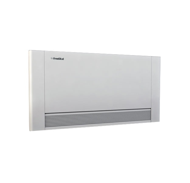 Ventiloconvector standard de pardoseala Fondital Aural One 80 SX, design modern si elegant, 1325 x 579 x 129 mm, motor cu tehnologie inverter, Alb