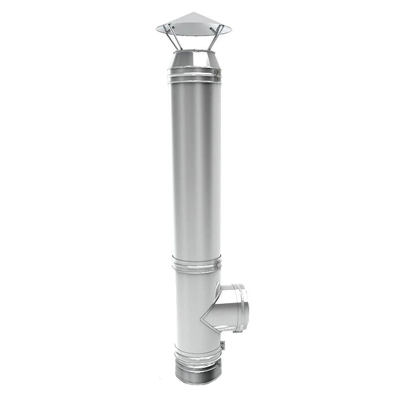 Cos inox 180 mm - Cos de fum din inox cu dublu perete, inaltime 4 metri, diametru interior 180 mm pentru centrale pe lemn, carbune si peleti, complet
