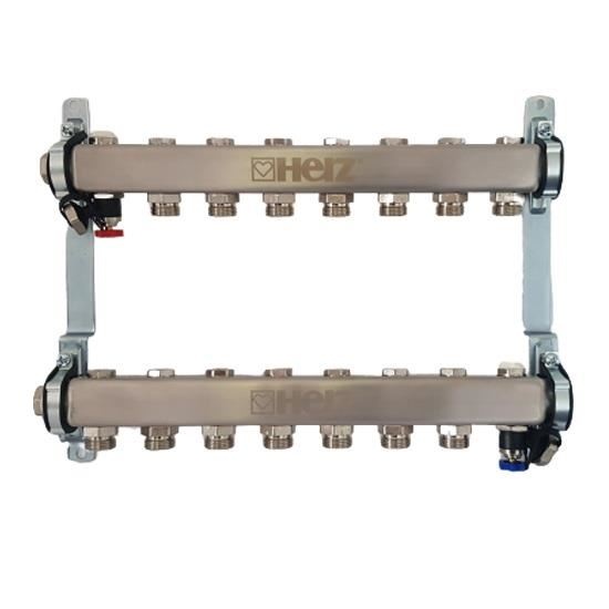 Distribuitor pentru corpuri de incalzire, 7 cai, HERZ, inox 1"