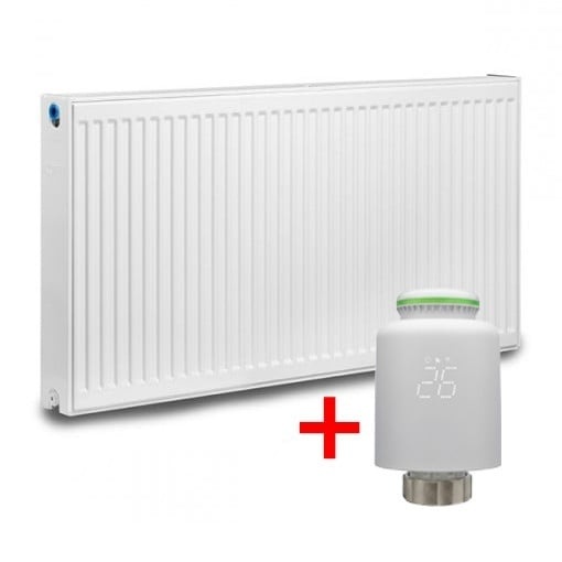Pachet calorifer (radiator) din otel KOPH, tip 22, 600/1600 mm, 3552 W + Cap termostatic KOPH pentru radiatoare, M30 x 1.5, adaptabil, Smart Wi-Fi