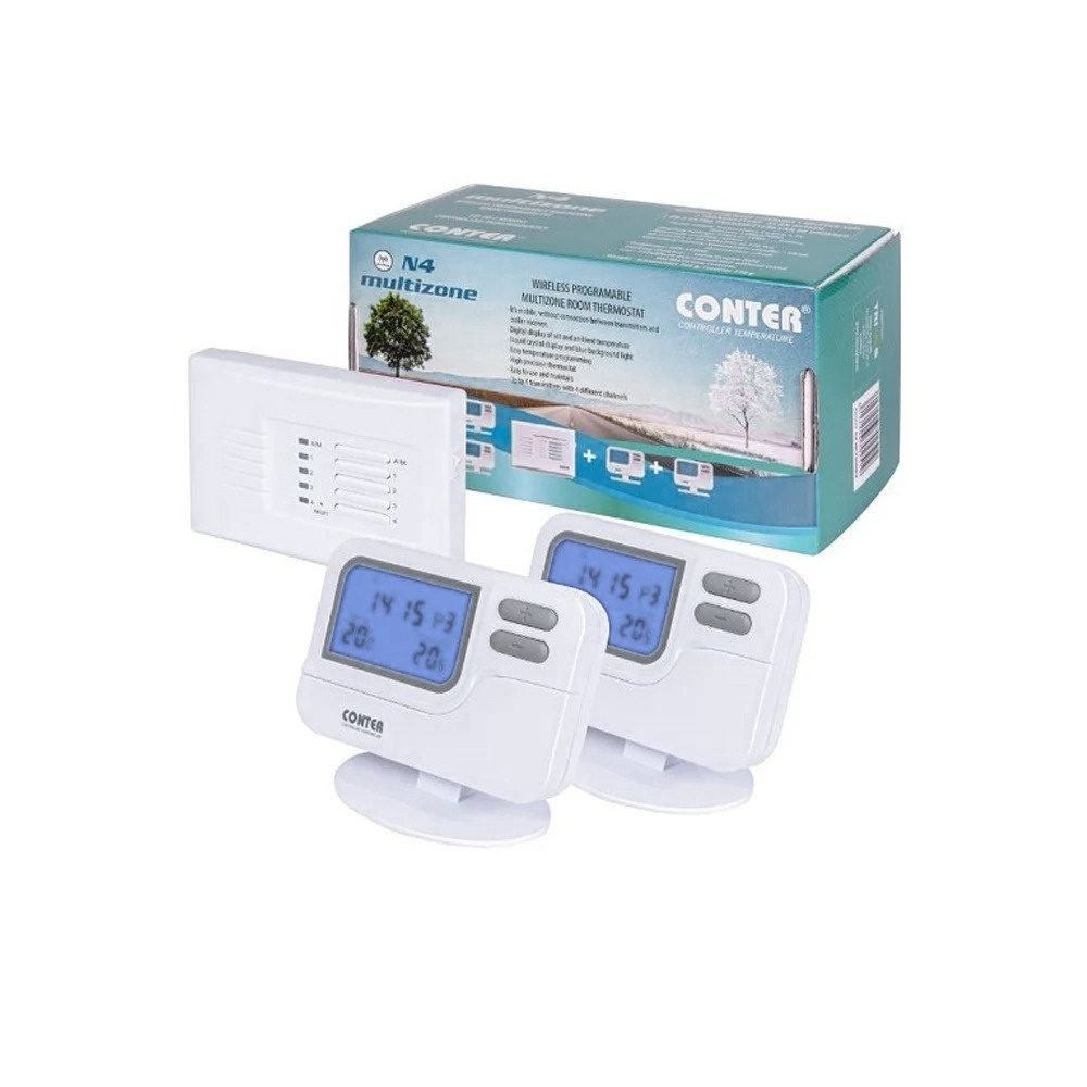 Termostat programabil Conter N4, mutizonal, alb