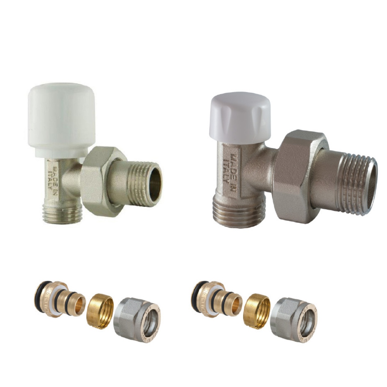 Set robineti radiator coltar tur/retur 1/2" + conector pexal inclus