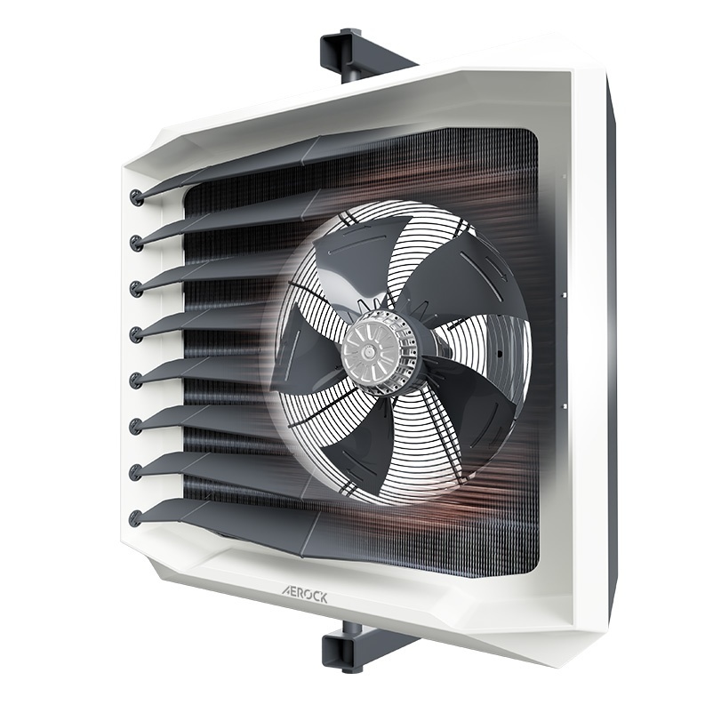 Aeroterma cu agent termic Aerock Mini R2, 3 - 51 kW, tip motor AC, debit aer 4900 m³/h, zgomot redus, tevi de conectare din cupru, 1-4-0108