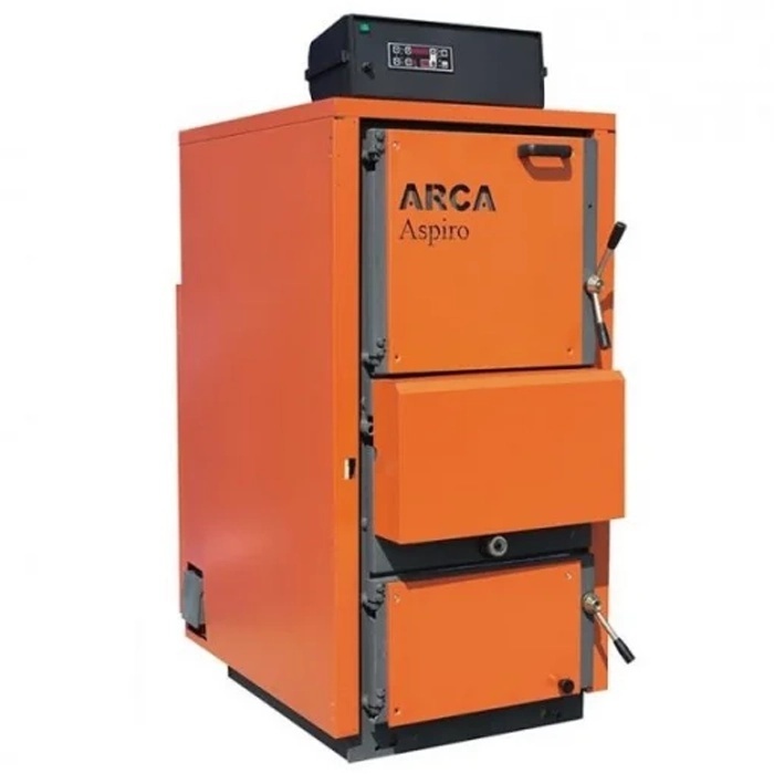 Centrala pe lemne cu gazeificare Arca Aspiro 70RI inox, 69 kW, Ø cos fum 180 mm