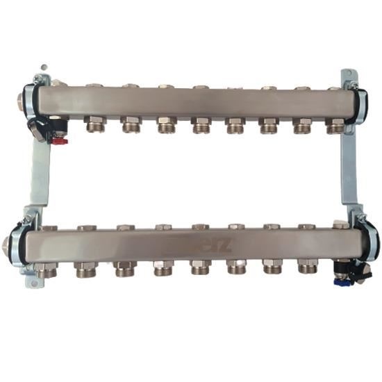 Distribuitor pentru corpuri de incalzire, 8 cai, HERZ, inox 1"