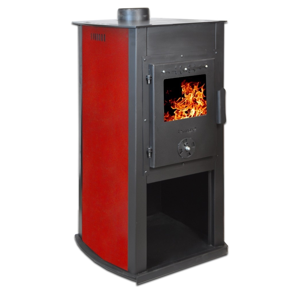 Soba pe lemn Termax Armonia, 8.45 kW, randament 80.36%, 55 m², spatiu depozitare lemne, Rosu