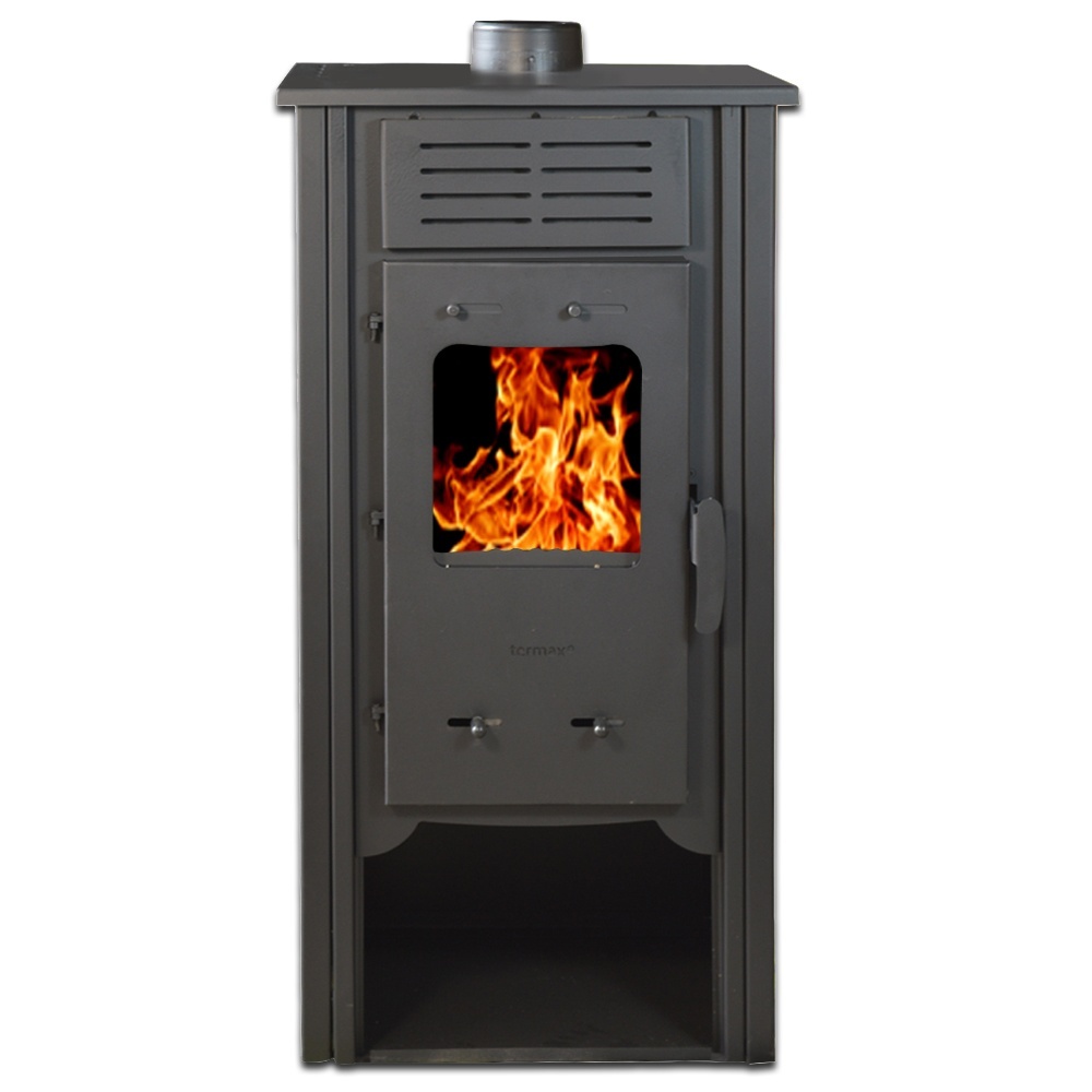 Termosemineu Termax Hydra, 6.5 kW, randament 75.5%, 43 m², spatiu depozitare lemne, Rosu