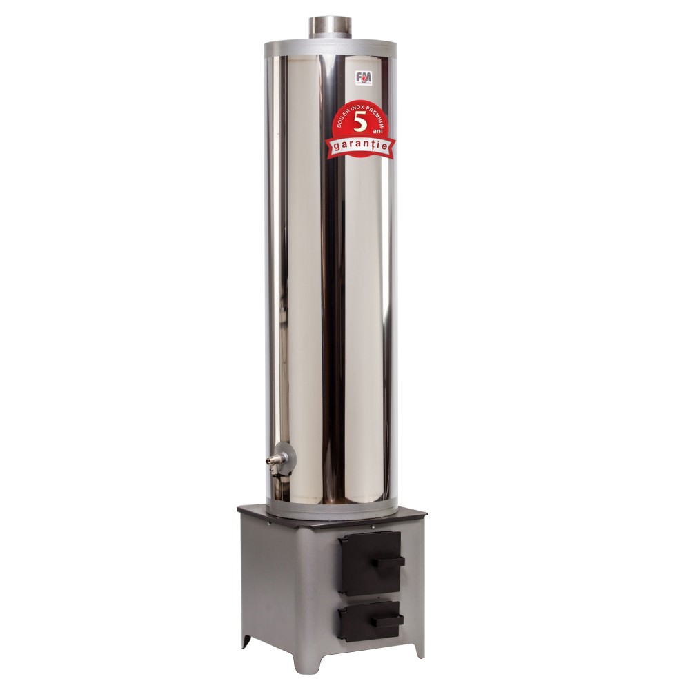 Boiler pe lemne din inox + focar 120 litri, FM Group
