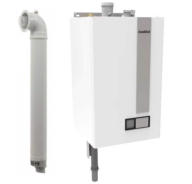 Centrala termica pe gaz/GPL in condensare Fondital Itaca CH KR 85 kW, schimbator de caldura din otel inoxidabil, doar incalzire, kit de evacuare