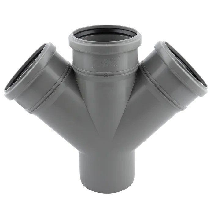 Ramificatie dubla polipropilena, pentru scurgere, Ø 110/110/110 mm, 45°