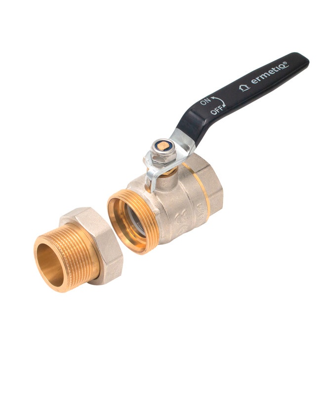 Robinet sferic alama cu olandez si maner 1-1/4" MF, Ermetiq