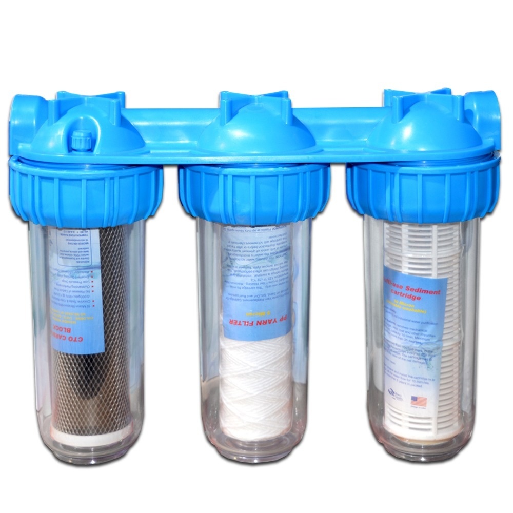 Set 3 filtre ALFAKAL 10", pentru apa, nylon, bumbac si carbune activ, racord 1"